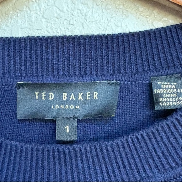 Ted Baker London Sidni Kyoto Garden Layer Look Sweater Navy Blue TB 1 (Size 4) - Picture 4 of 7